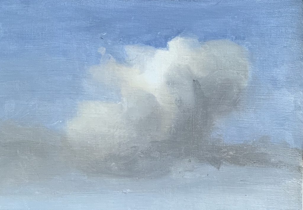 Process image of how to paint clouds final step