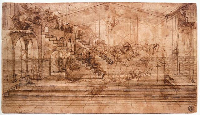 Adoration of the Magi drawing by Leonardo da Vinci