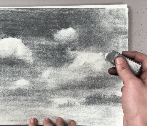 Using an eraser to lighten areas in your drawing