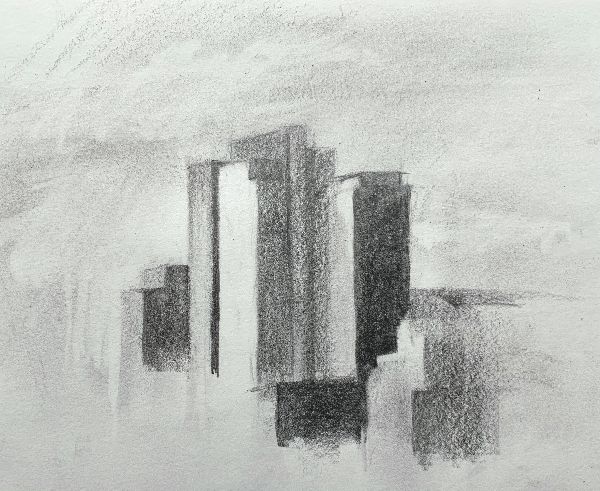 city drawing easy