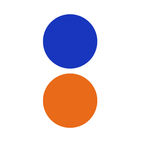 orange and blue color circles to demonstrate what color does blue and orange make