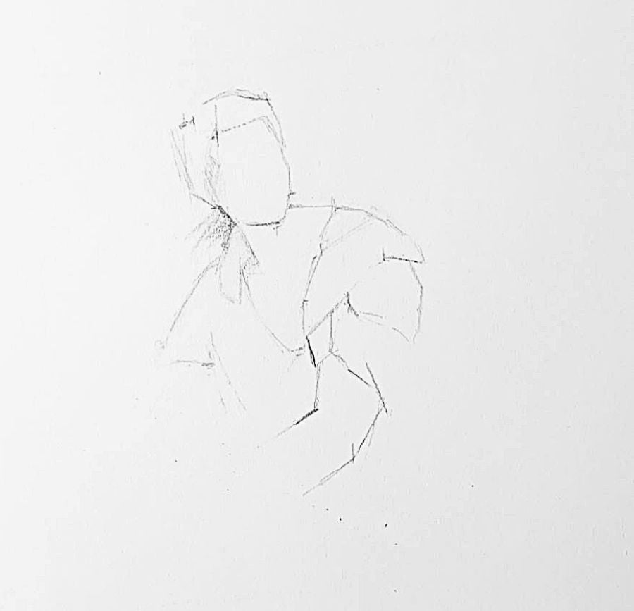 a light figure drawing sketch on paper